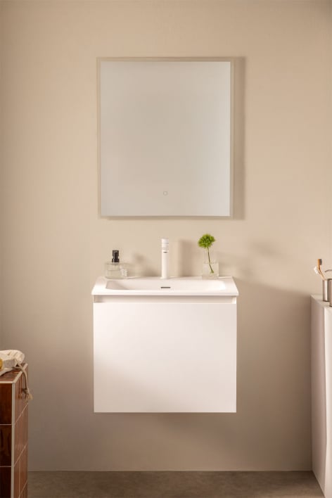 Set mobili da bagno in legno Macrae con lavabo integrato - Bianco