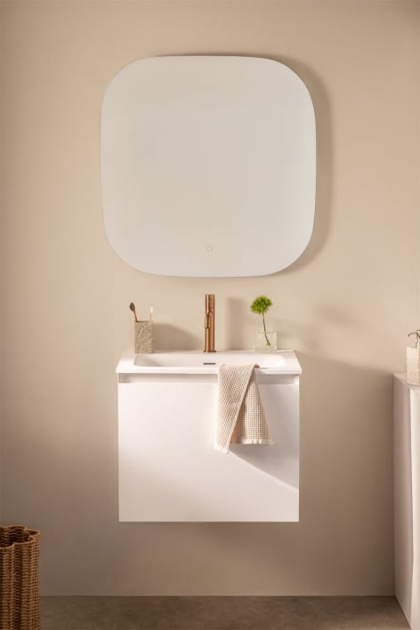 Set mobili da bagno in legno Macrae con lavabo integrato - Bianco