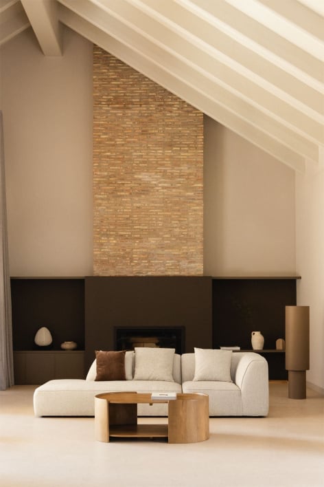Divano angolare modulare imbottito Cardea a 2 pezzi con chaise longue sinistra - Bouclé Beige Crema