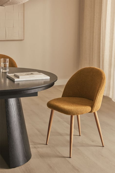 Tavolo da pranzo Kana Deluxe in tessuto bouclé - Bouclé miele