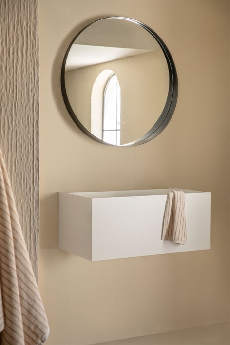 Set di mobili da bagno in resina con lavabo integrato e luce LED Nerine - Bianco