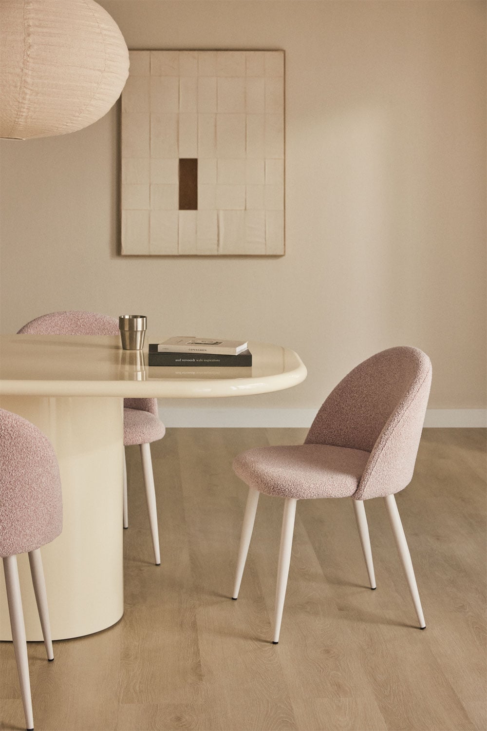 Confezione da 4 sedie da pranzo Kana Deluxe in tessuto bouclé, immagine della galleria 7