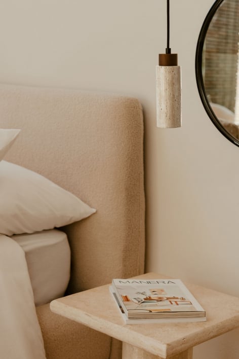 Lampadario Ø6,5 cm in travertino e legno Davise