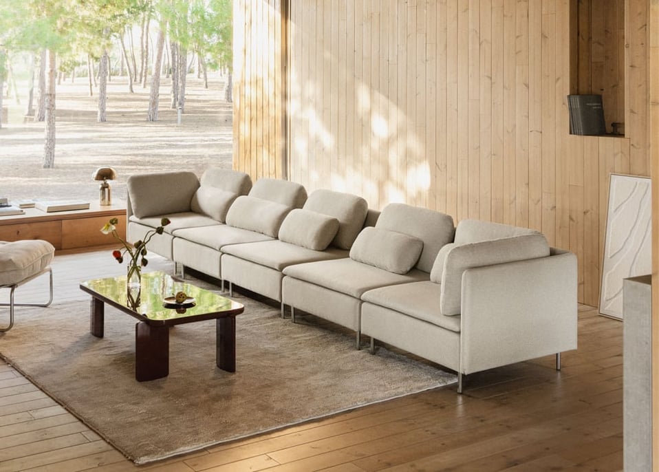 Divano modulare a 5 pezzi Oriol - Tessuto Beige Crema