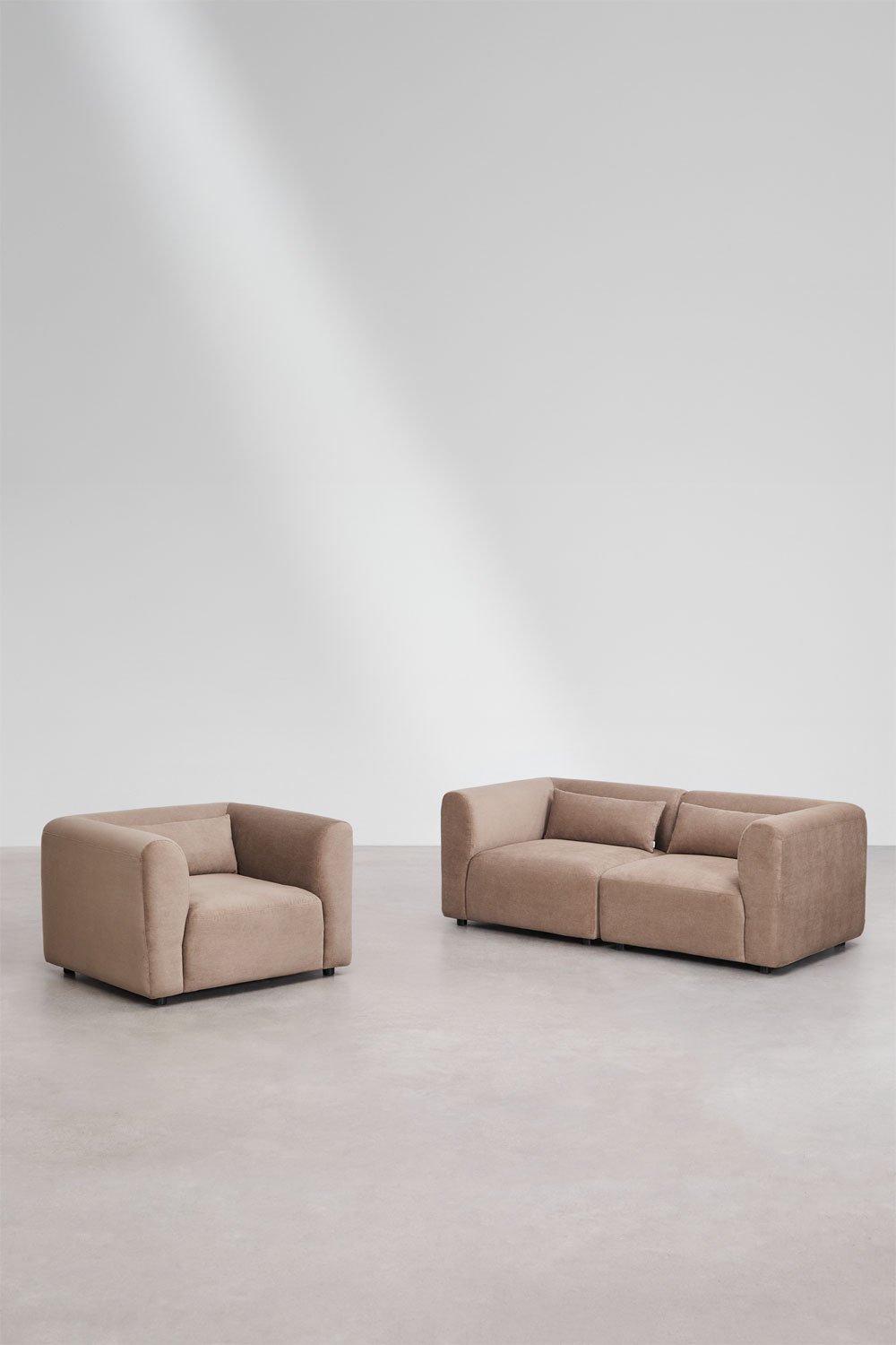 Set soggiorno con divano modulare a 2 pezzi e poltrona Fogler, immagine della galleria 1