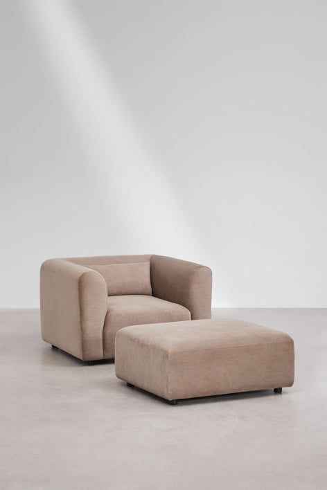 Set soggiorno con poltrona e pouf Fogler