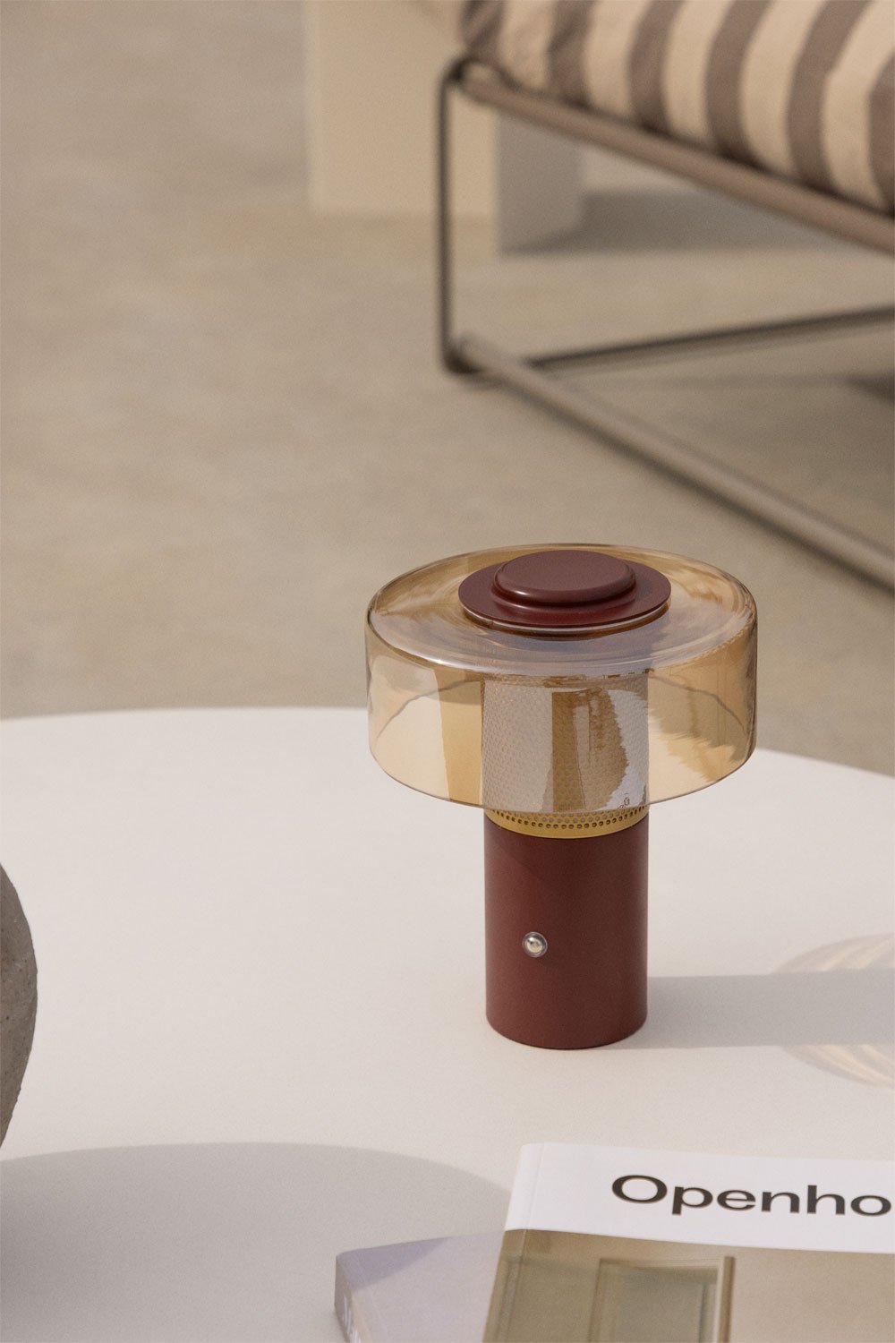 Lampada da tavolo da esterno a LED senza fili Elfriede in vetro e acciaio, immagine della galleria 1