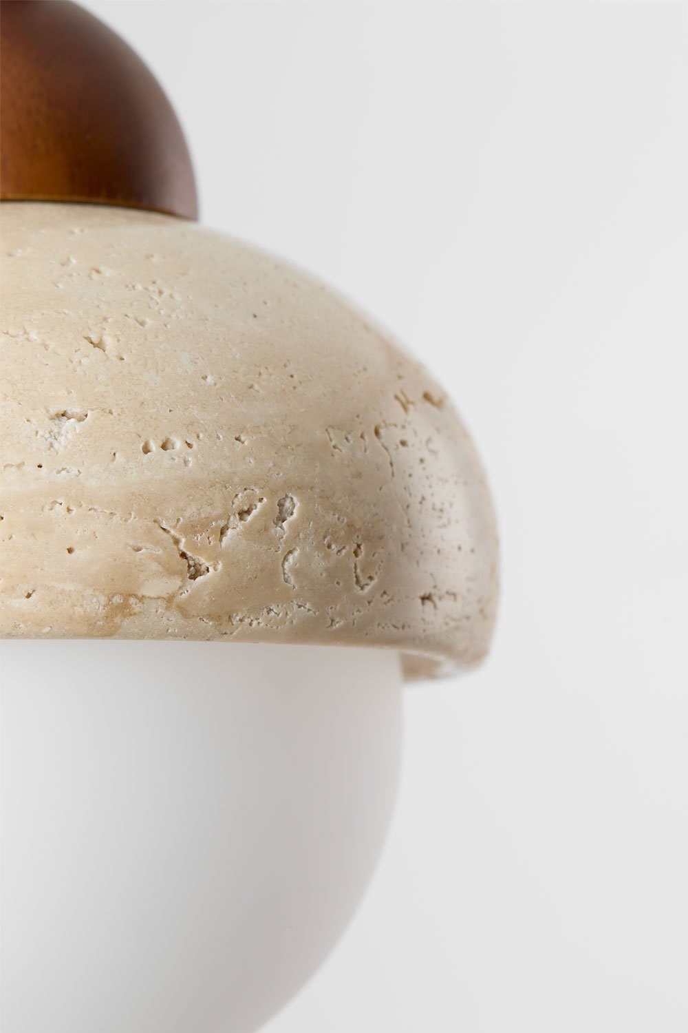 Lampada da soffitto Ø15 cm in travertino e legno Davise, immagine della galleria 5