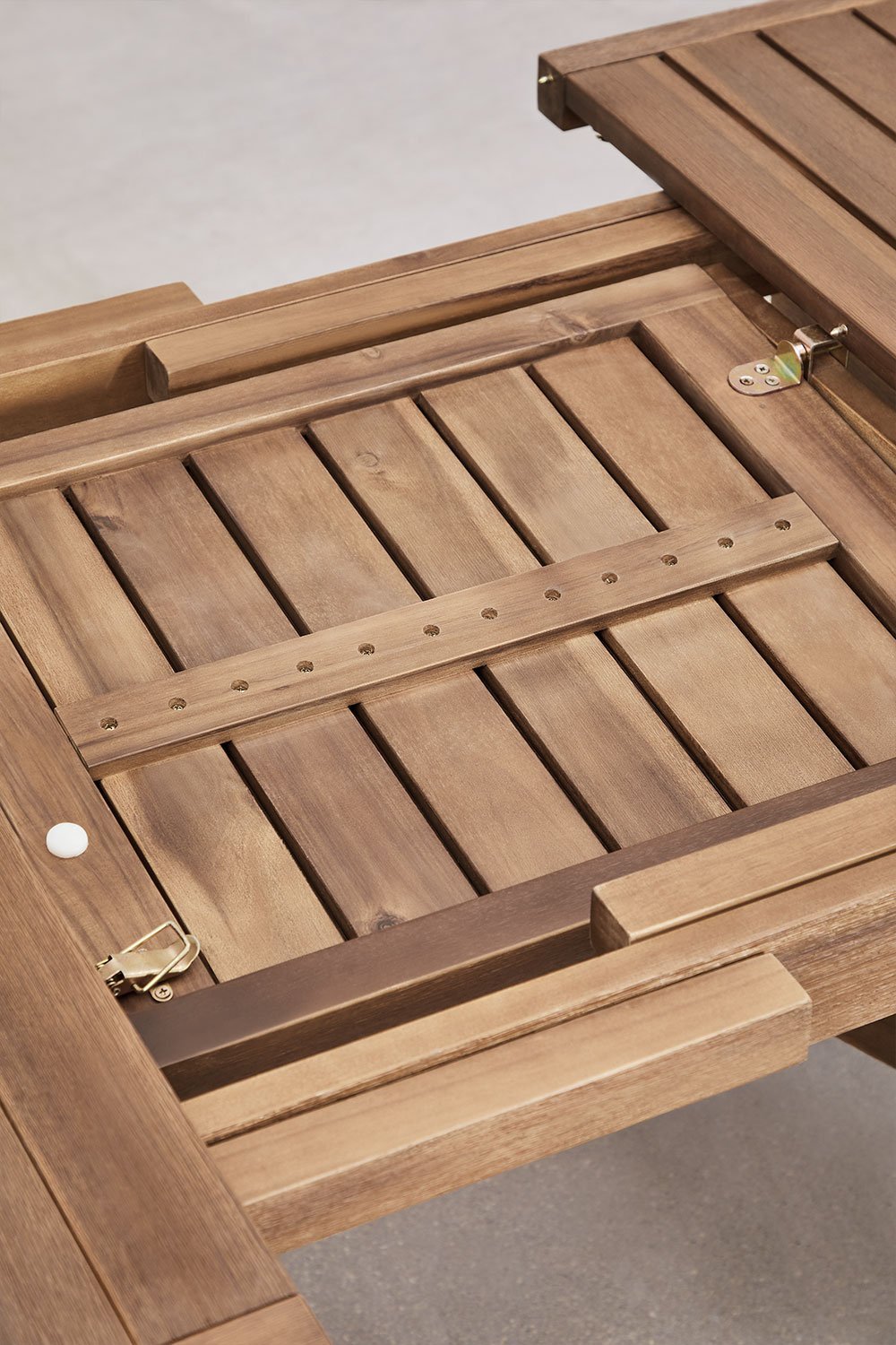 Tavolo da giardino rettangolare 200-260-300x100 cm allungabile in legno di acacia Dubai, immagine della galleria 8