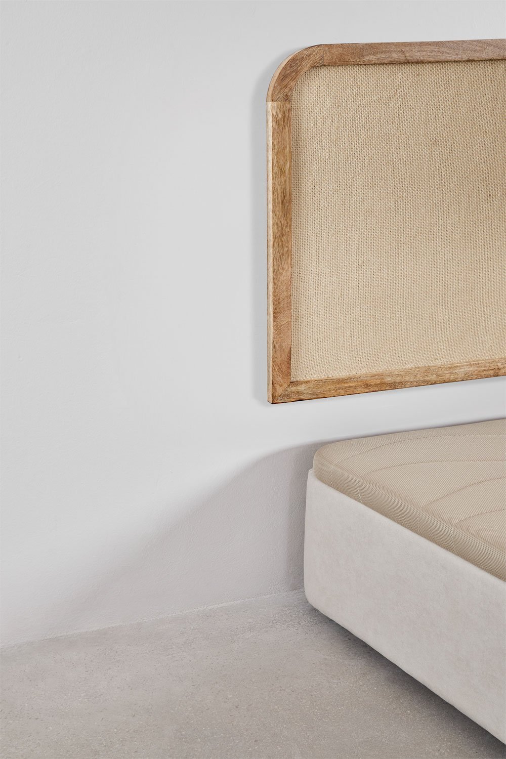 Testiera in legno di mango, MDF e juta Abrams, immagine della galleria 9