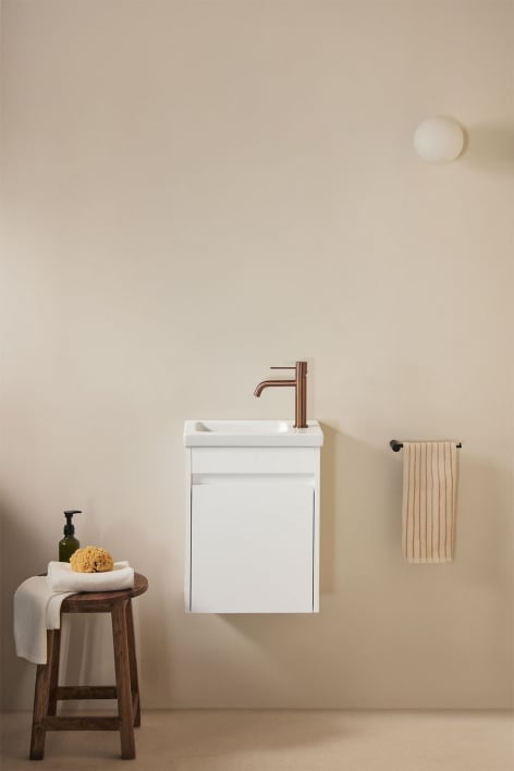 Set di mobili da bagno in legno con lavabo integrato Narek - Bianco