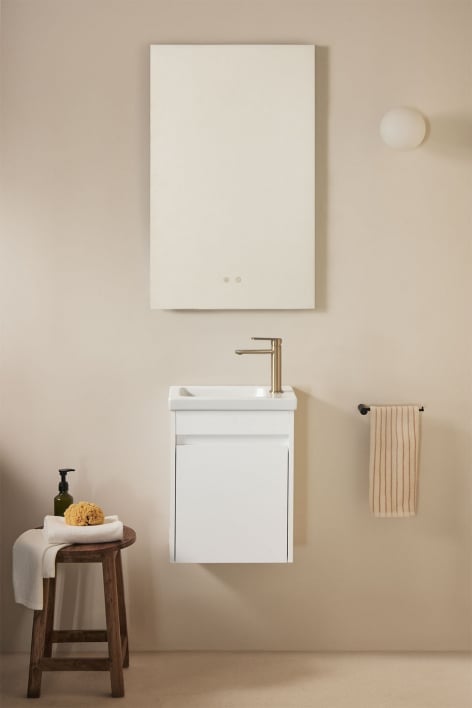 Set di mobili da bagno sospesi in legno con lavabo integrato Narek - Bianco