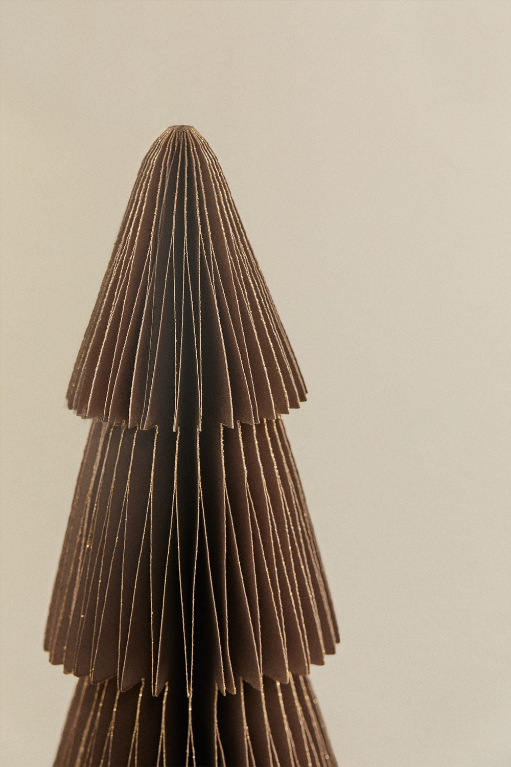 Set di 2 alberi di Natale 29,5 cm in carta marrone caramello glitterato Jesper, immagine della galleria 4