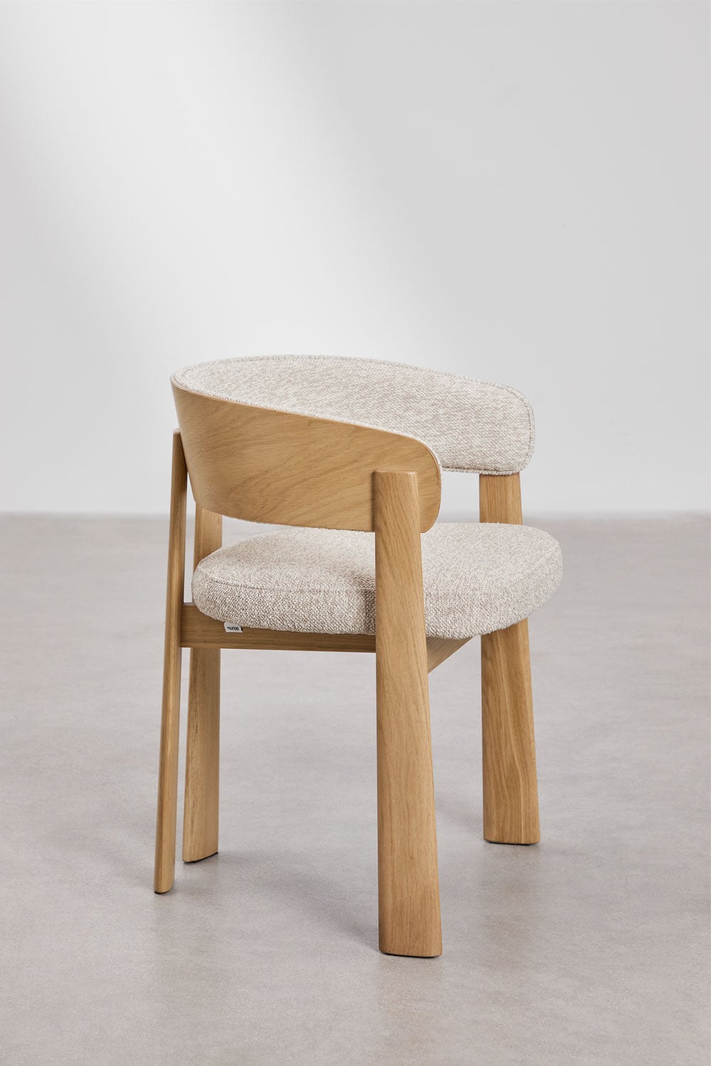 Set di 2 sedie da pranzo con braccioli, rivestite e in legno di quercia Olea, immagine della galleria 5