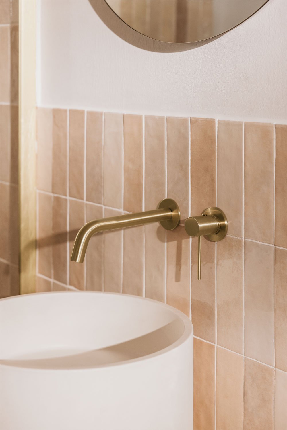 Set rubinetto lavabo da incasso Orveta in ottone e valvola di scarico lavabo Click-Clack in acciaio inox e ottone, immagine della galleria 1