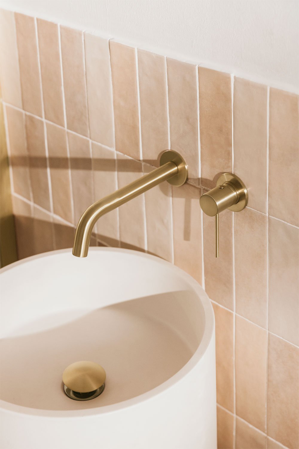 Set rubinetto lavabo da incasso Orveta in ottone e valvola di scarico lavabo Click-Clack in acciaio inox e ottone, immagine della galleria 2