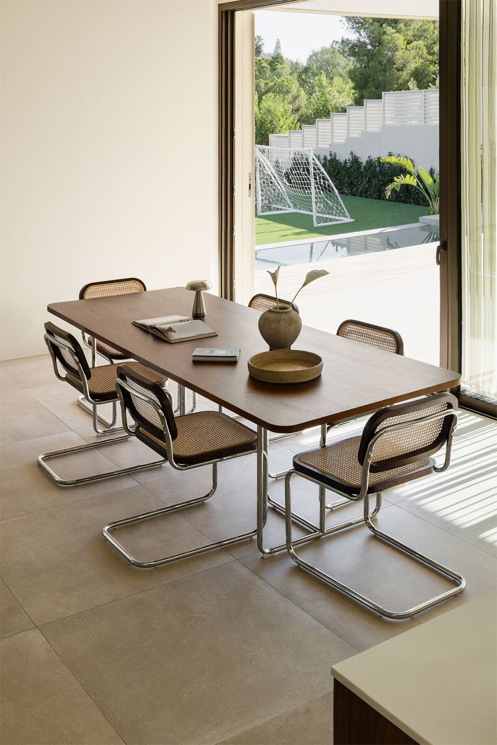 Tavolo da pranzo rettangolare in MDF e acciaio inox Tento, immagine della galleria 1