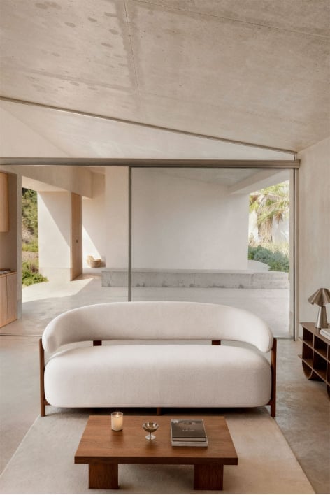 Divano 2 posti in tessuto chenille e ferro Jolie - Ciniglia Beige Crema