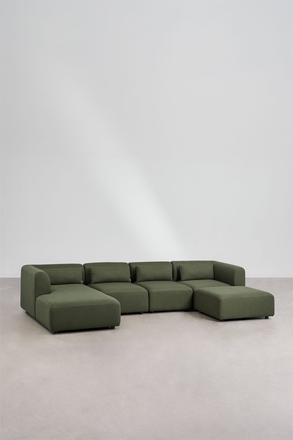 Divano modulare chaise longue sinistro a 4 pezzi con pouf Fogler, immagine della galleria 1
