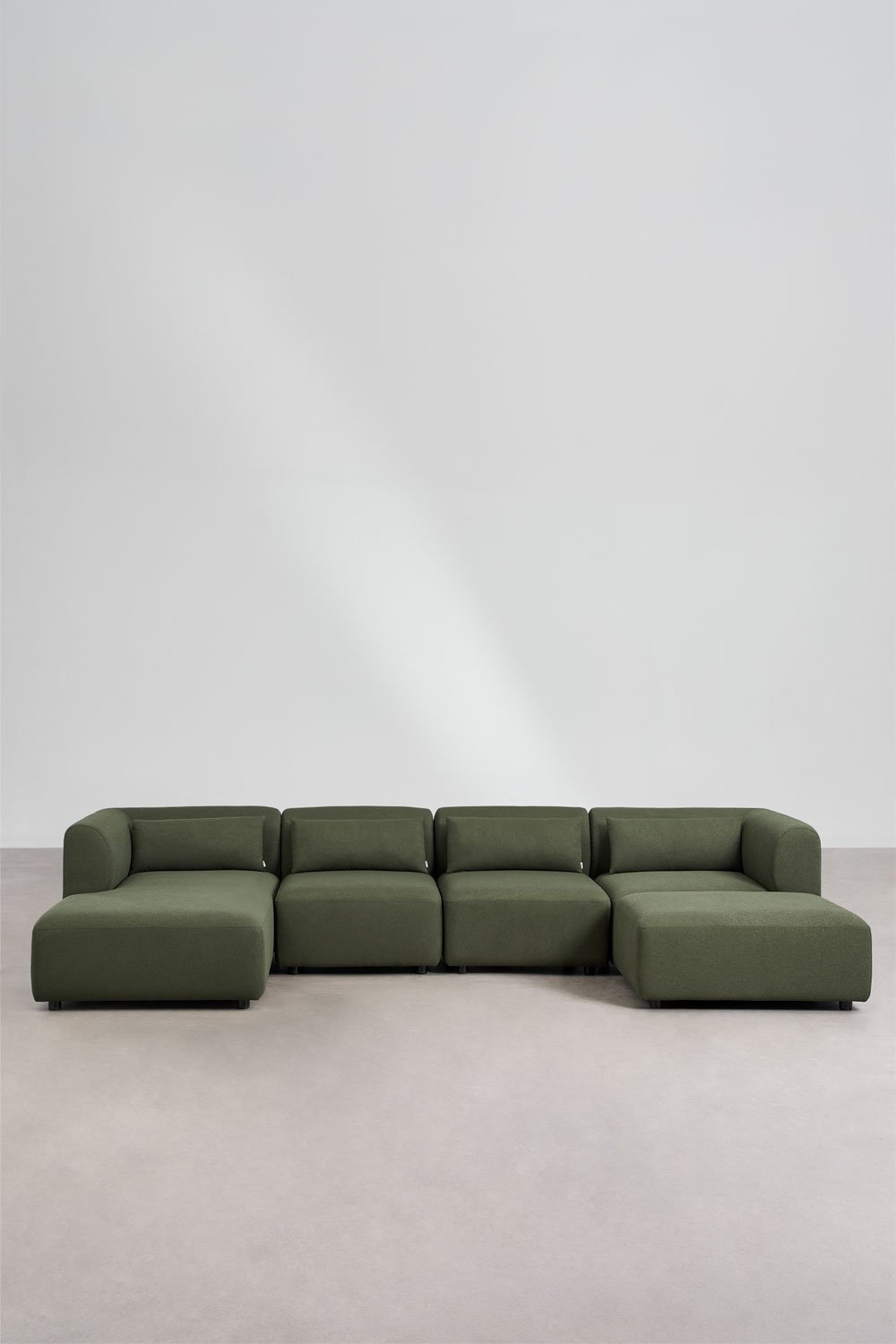 Divano modulare chaise longue sinistro a 4 pezzi con pouf Fogler, immagine della galleria 3