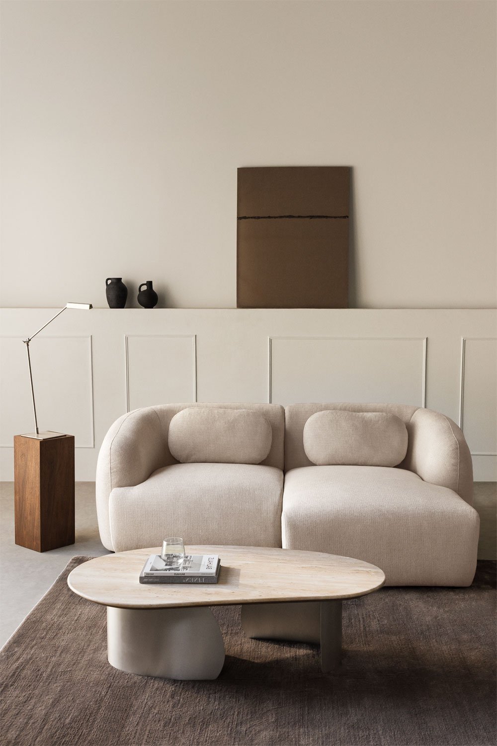 Divano modulare chaise longue destro a 2 pezzi in ciniglia Coquette, immagine della galleria 1