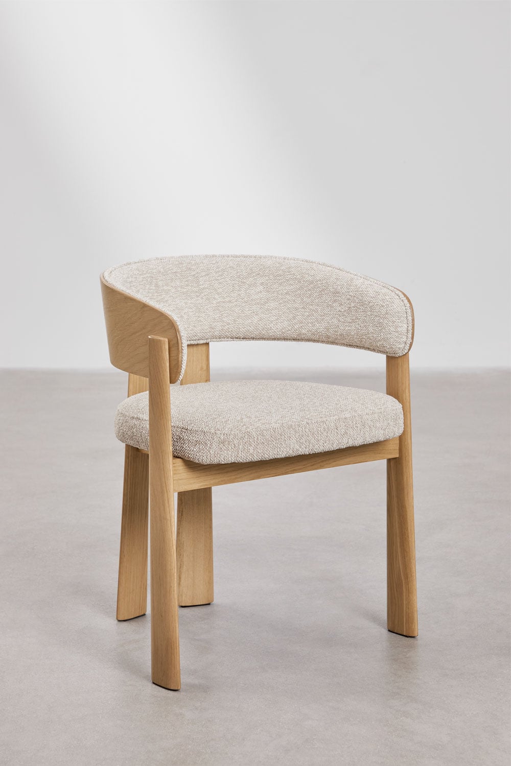 Set di 2 sedie da pranzo con braccioli, rivestite e in legno di quercia Olea, immagine della galleria 4