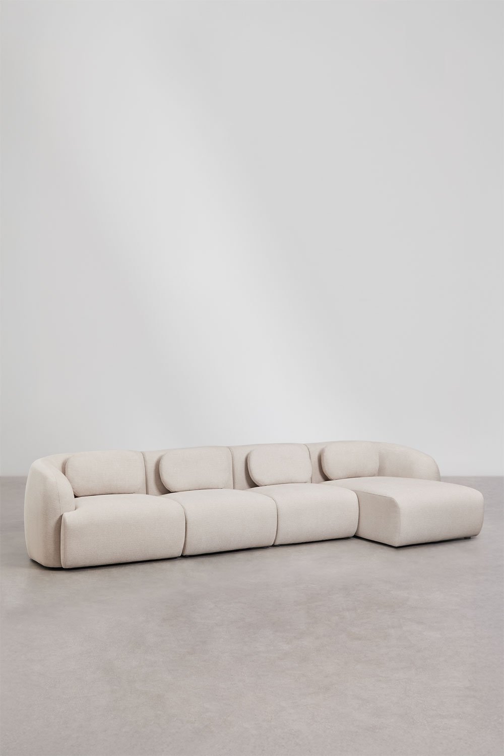 Divano modulare chaise longue destro a 4 pezzi in ciniglia Coquette, immagine della galleria 3