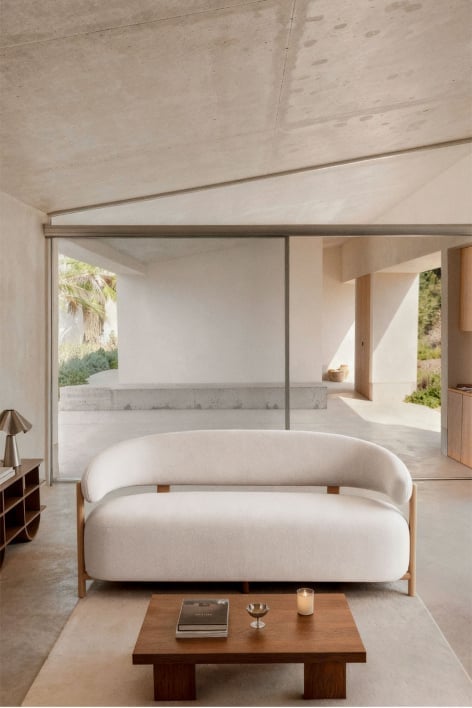 Divano 2 posti in tessuto chenille e ferro Jolie - Ciniglia Beige Crema