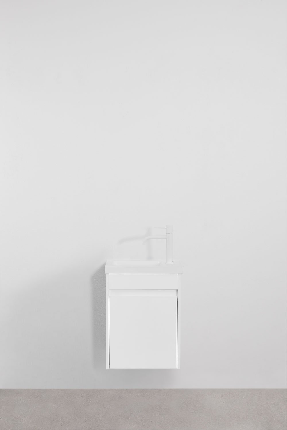 Set di mobili da bagno sospesi in legno con lavabo integrato Narek, immagine della galleria 2