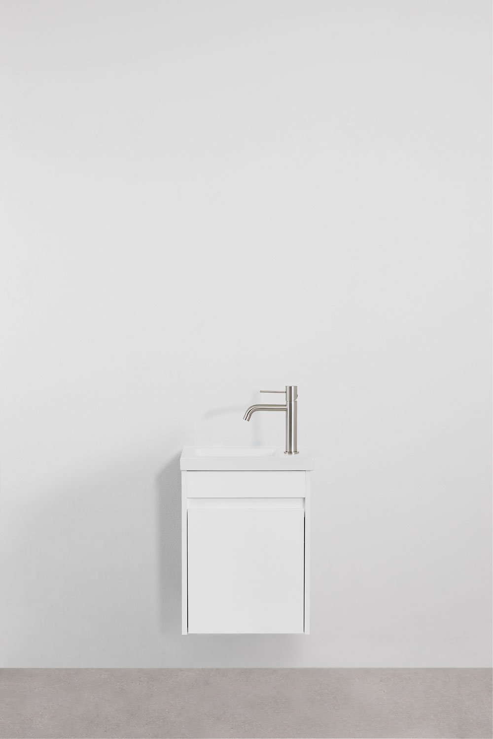 Set di mobili da bagno sospesi in legno con lavabo integrato Narek, immagine della galleria 2