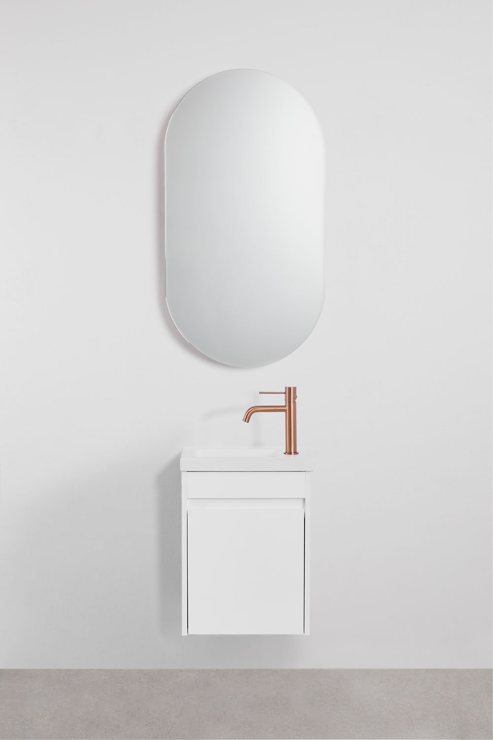 Set di mobili da bagno sospesi in legno con lavabo integrato Narek, immagine della galleria 2