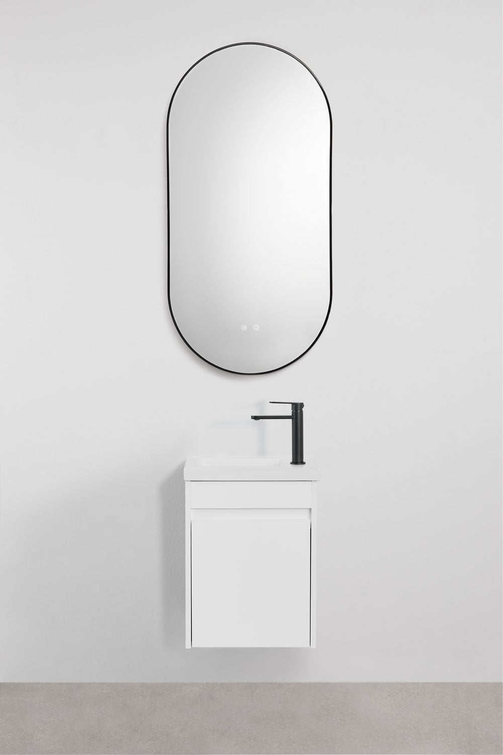 Set di mobili da bagno sospesi in legno con lavabo integrato Narek, immagine della galleria 2