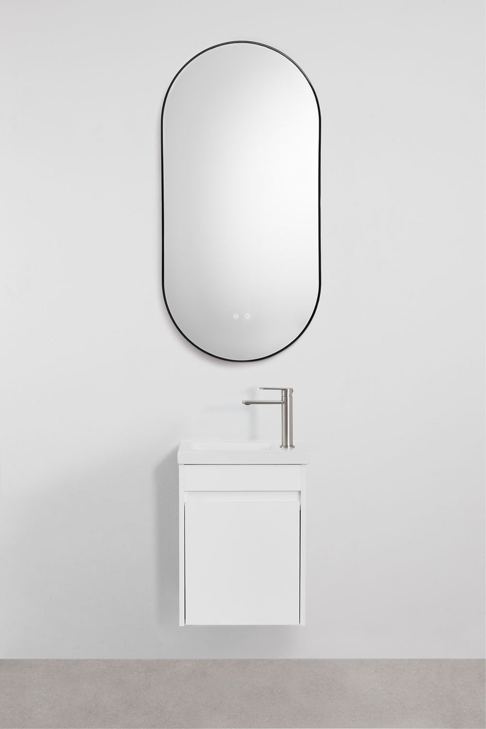 Set di mobili da bagno sospesi in legno con lavabo integrato Narek, immagine della galleria 2
