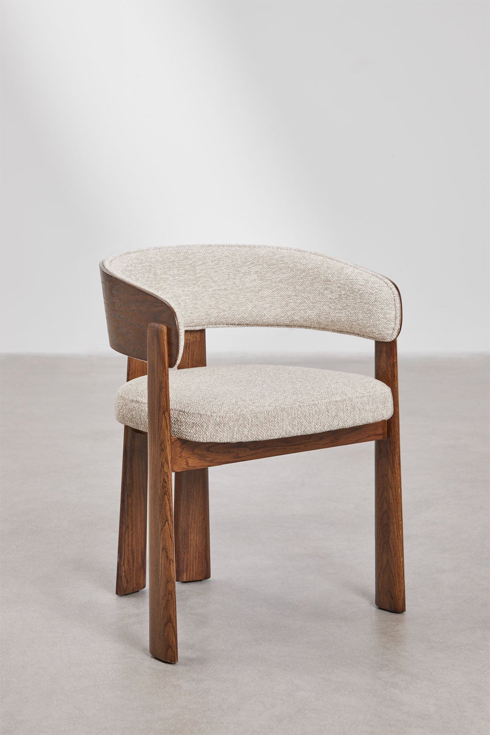 Set di 2 sedie da pranzo con braccioli, rivestite e in legno di quercia Olea, immagine della galleria 3