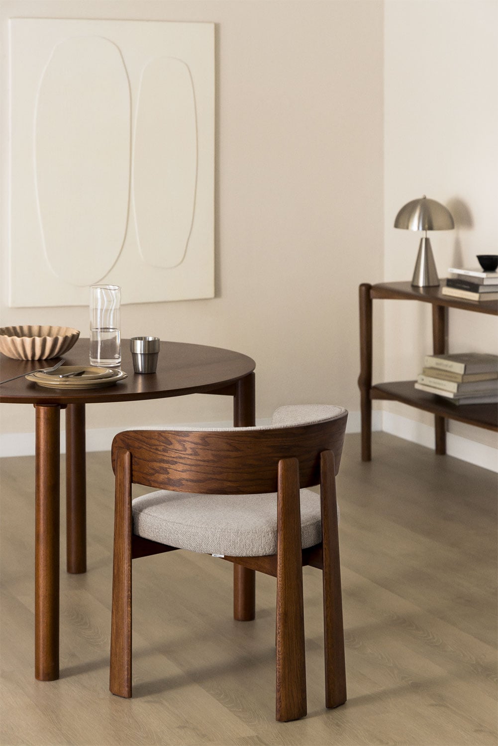 Set di 2 sedie da pranzo con braccioli, rivestite e in legno di quercia Olea, immagine della galleria 1