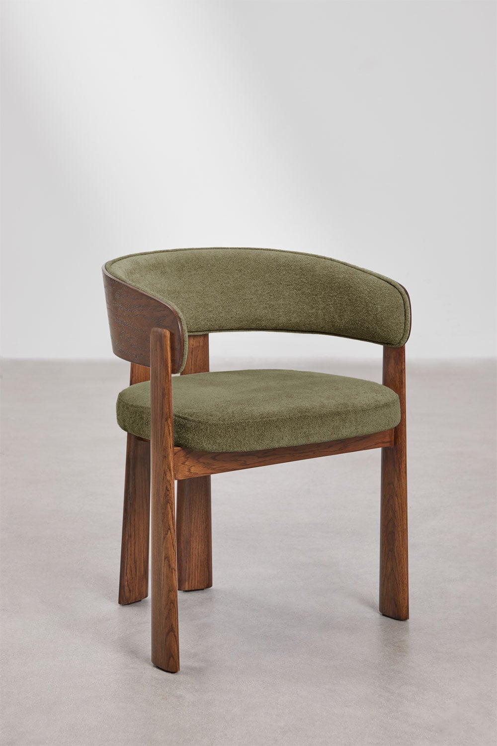 Set di 4 sedie da pranzo in legno di rovere e rivestite Olea, immagine della galleria 4