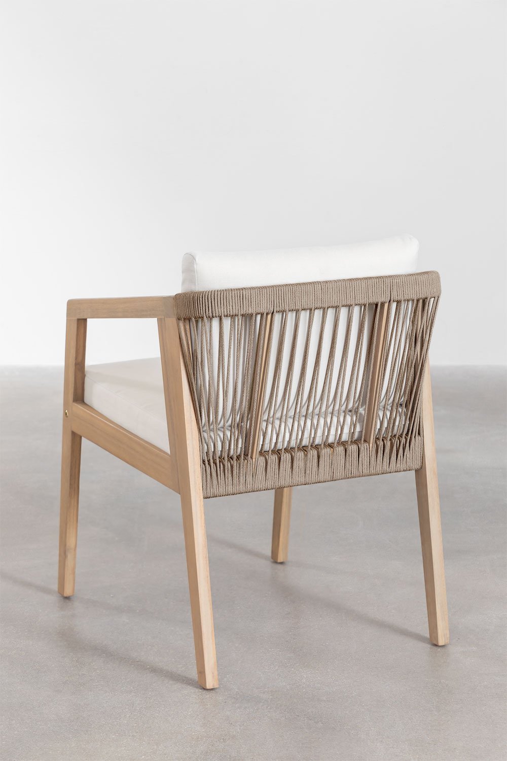 Sedia da giardino Kaela in legno di acacia e corda intrecciata, immagine della galleria 5