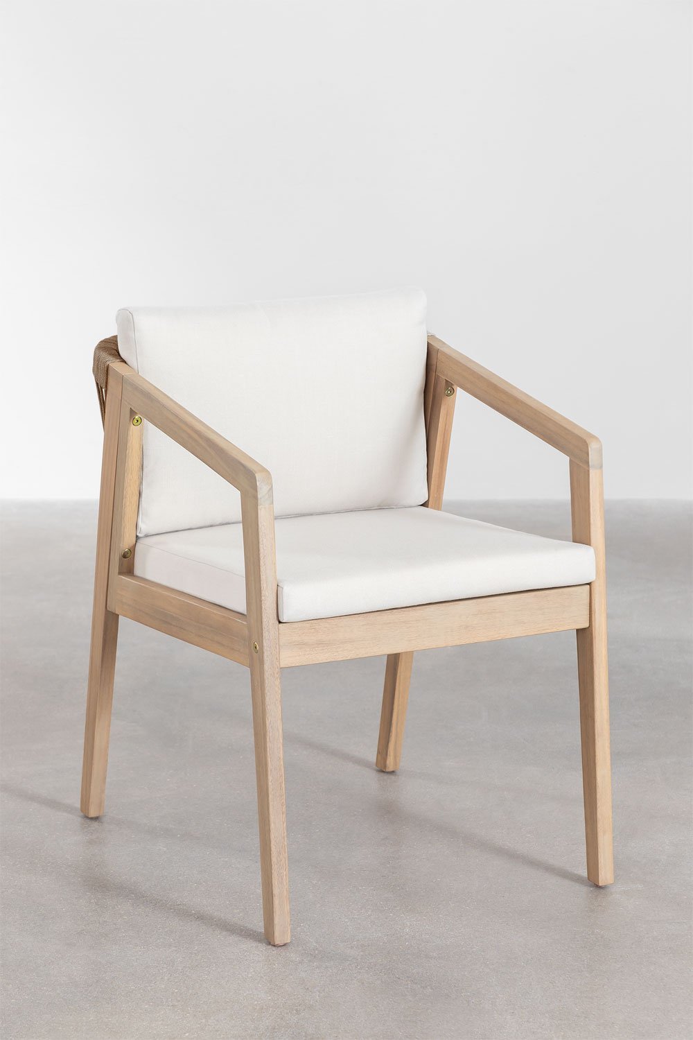 Sedia da pranzo Kaela in legno di acacia e corda intrecciata, immagine della galleria 3