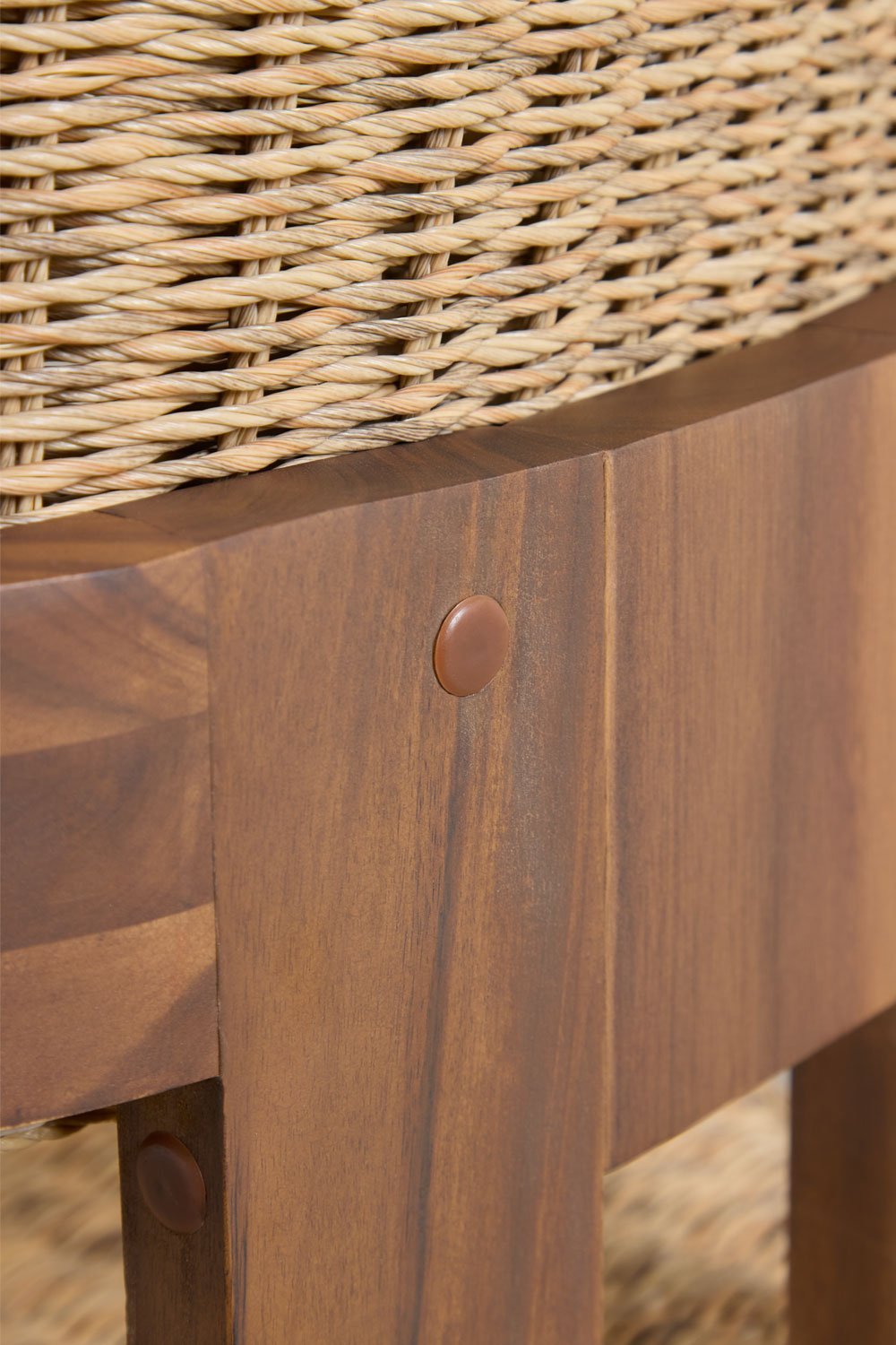 Confezione da 2 sedie da pranzo con braccioli in legno di acacia e rattan sintetico Ginara, immagine della galleria 8