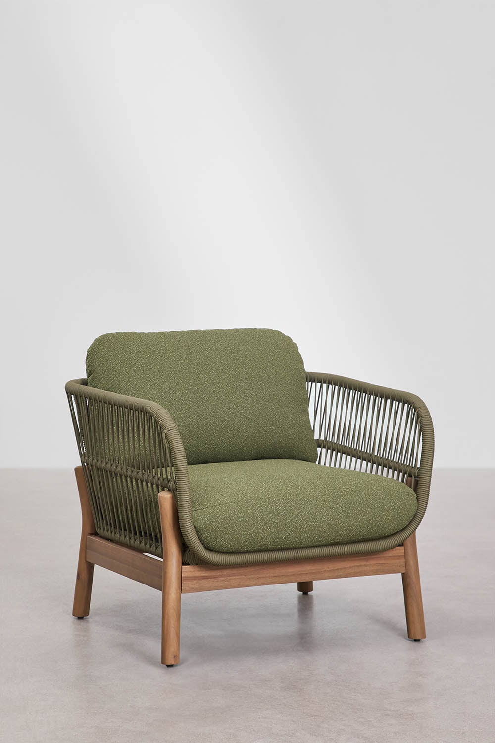 Set di 2 poltrone da giardino in legno di acacia e corda intrecciata Karvia, immagine della galleria 4