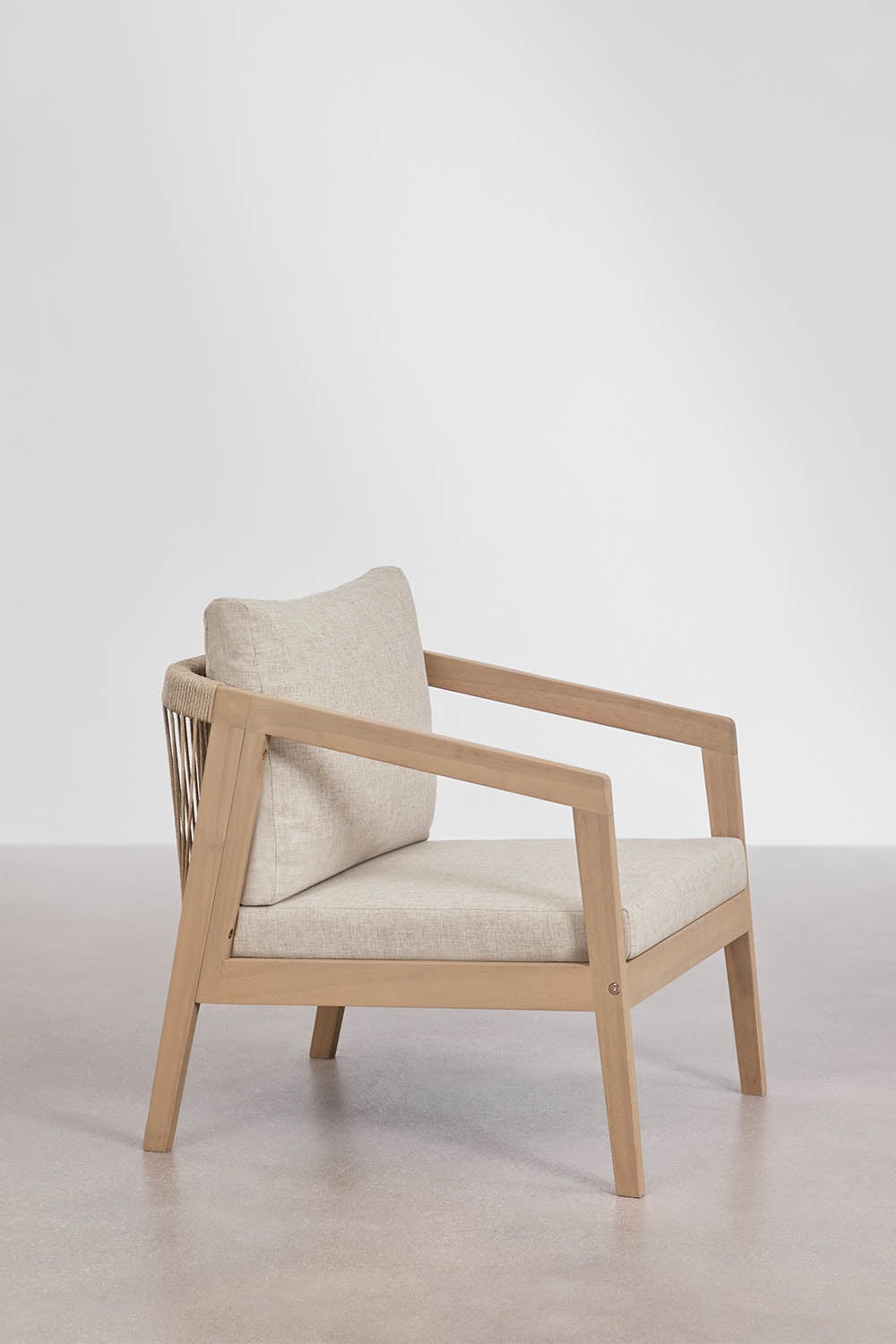 Set di 2 poltrone da giardino in legno di acacia e corda intrecciata Kaela, immagine della galleria 5