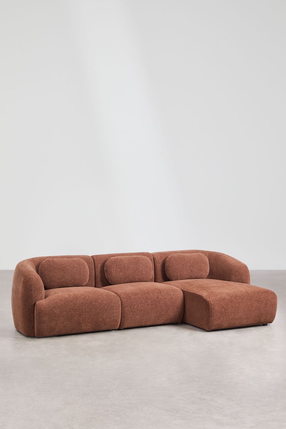 Divano modulare chaise longue destro a 3 pezzi in ciniglia Coquette, immagine della galleria 3