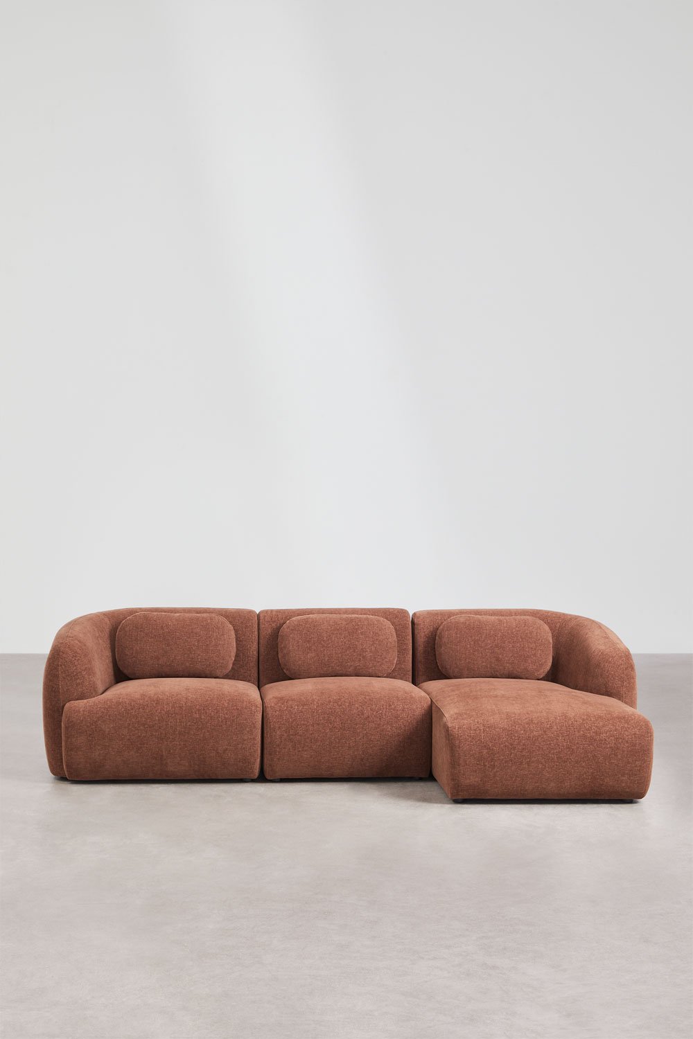 Divano modulare chaise longue destro a 3 pezzi in ciniglia Coquette, immagine della galleria 5