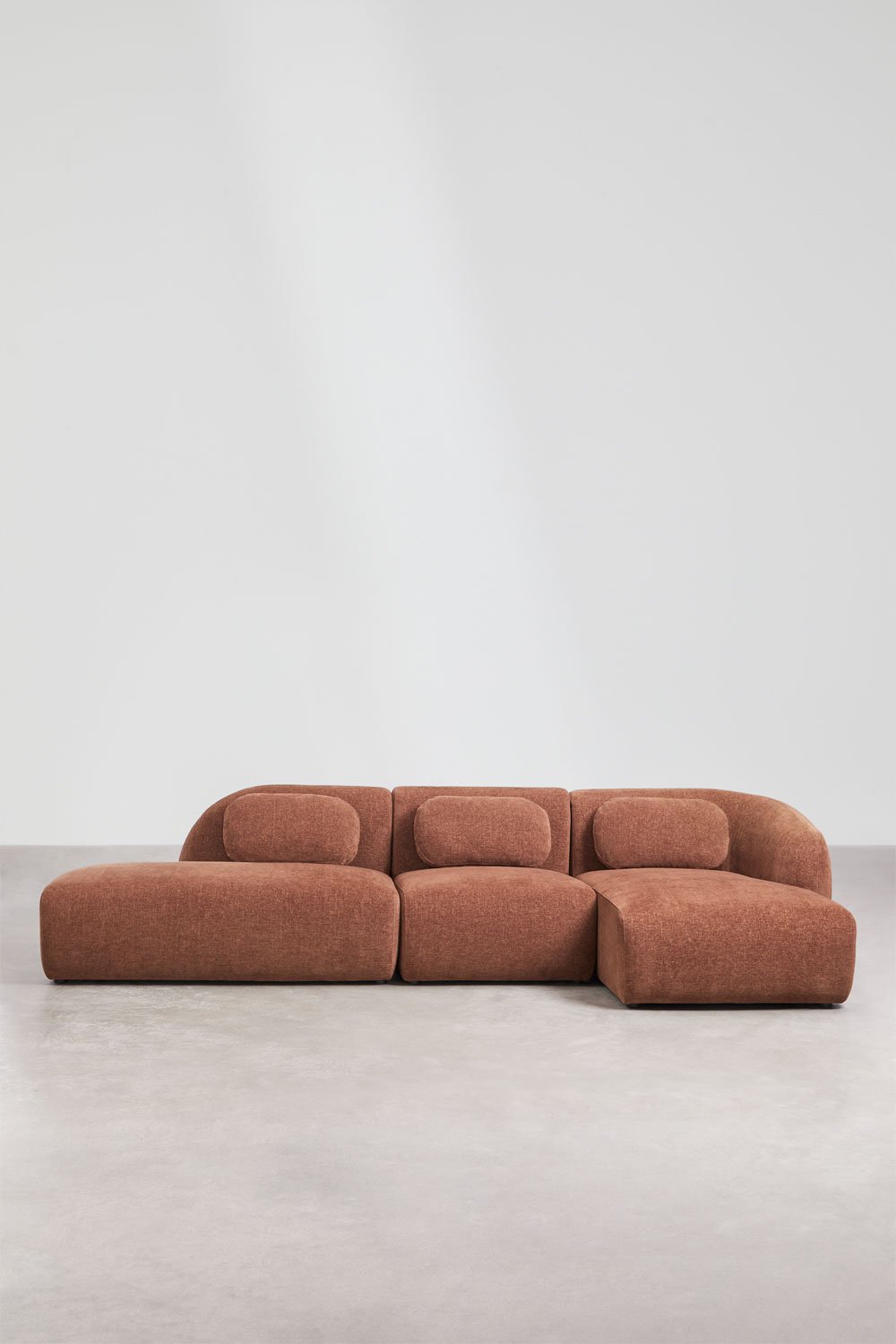 Divano modulare chaise longue destro a 3 pezzi con divano sinistro in ciniglia Coquette, immagine della galleria 5