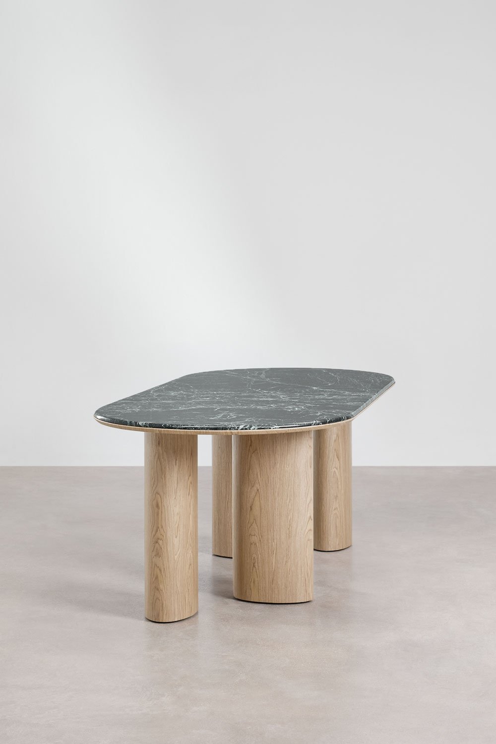 Tavolo da pranzo ovale 200x105 cm in MDF e marmo Dayana, immagine della galleria 4