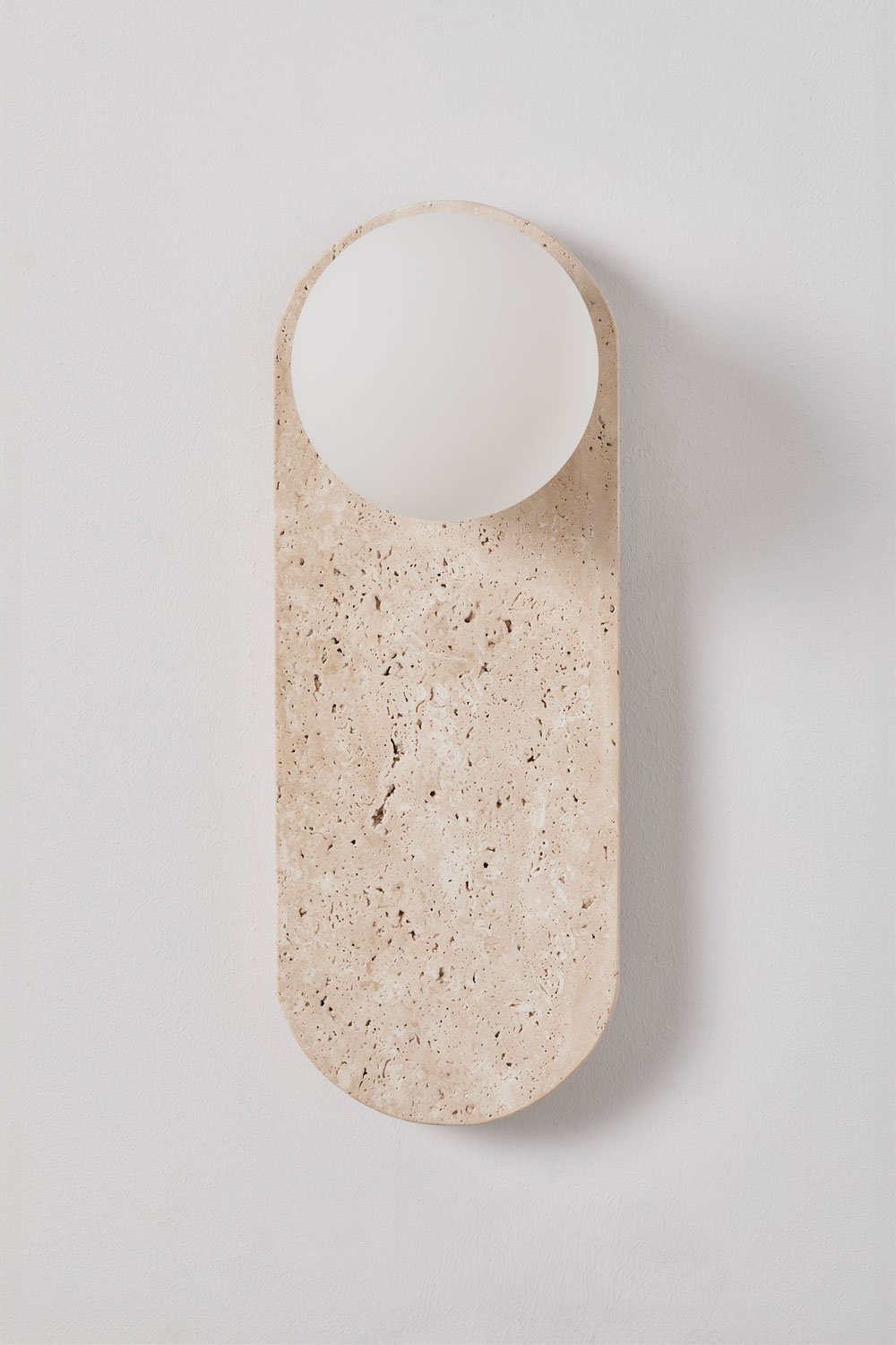 Applique da parete in travertino con sfera di vetro Davise, immagine della galleria 5