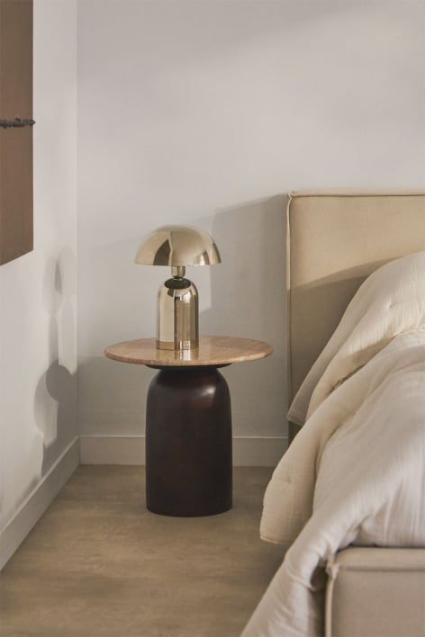 Comodino rotondo Ø40 cm Alliser - Marrone Legno Scuro