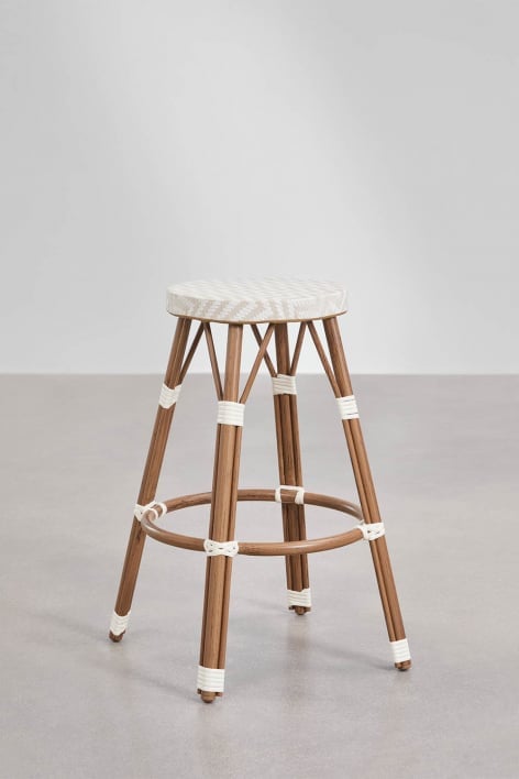 Set di 4 sgabelli alti in alluminio e rattan sintetico Brielle Bistro