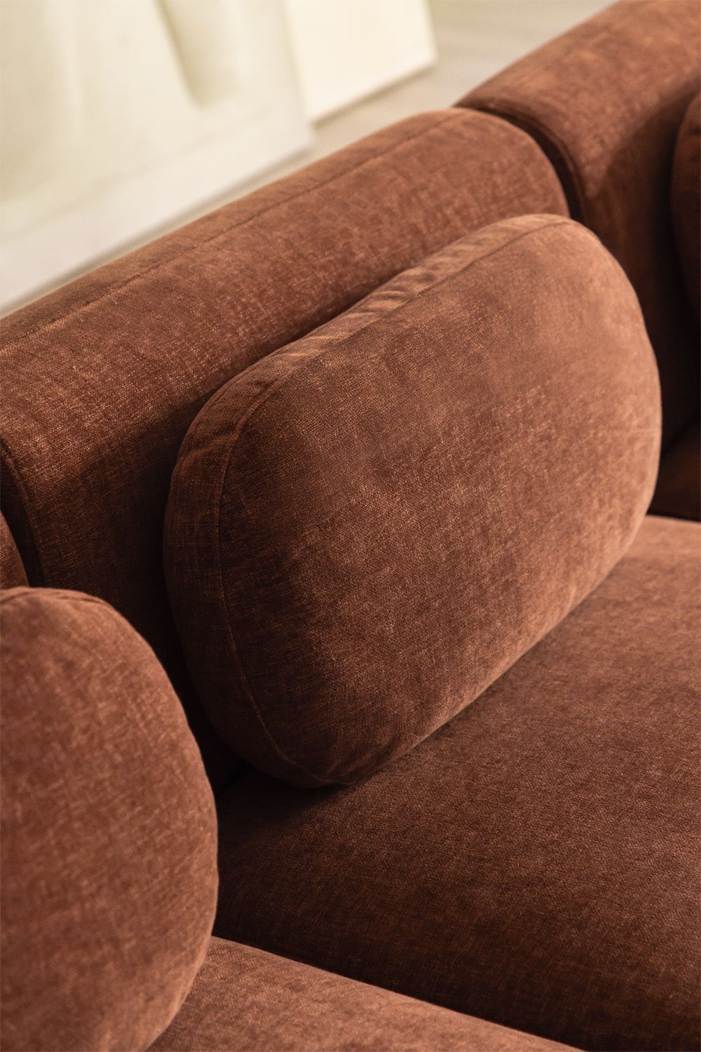 Divano modulare chaise longue sinistro a 3 pezzi con divano destro in ciniglia Coquette, immagine della galleria 2