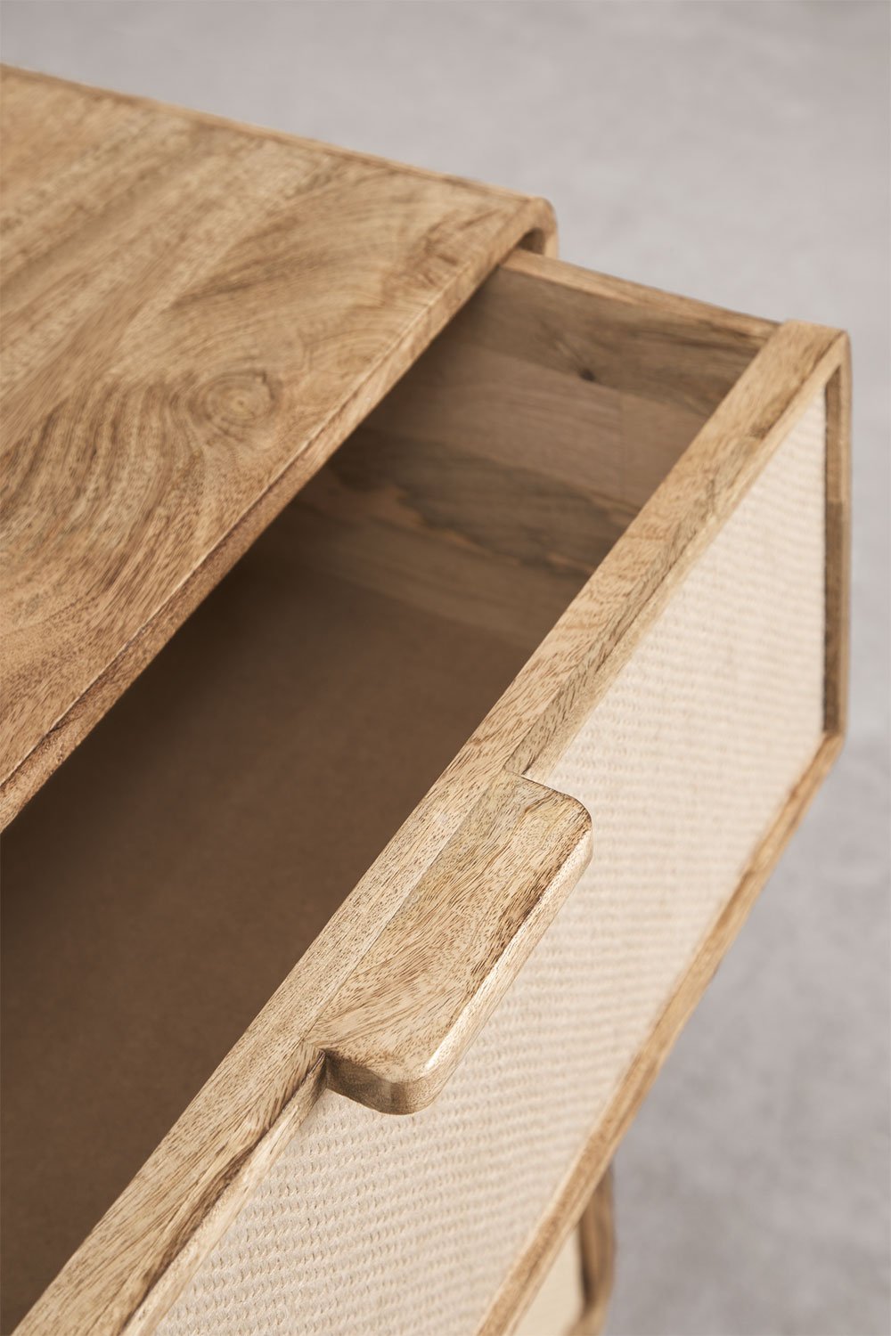 Cassettiera in legno di mango, MDF e juta Abrams, immagine della galleria 7